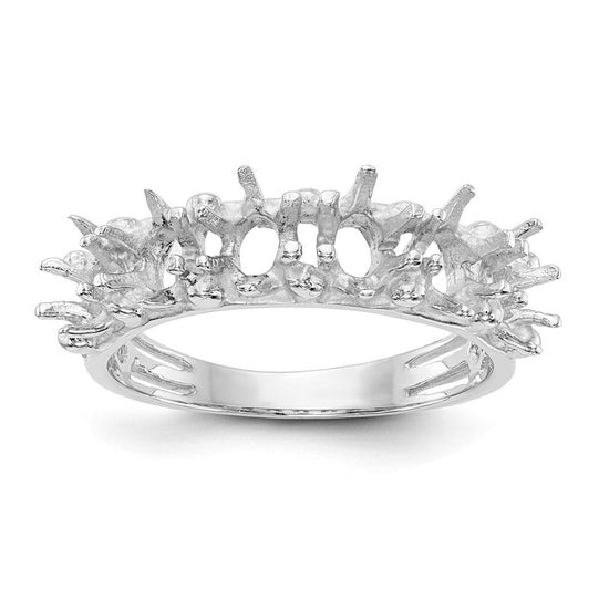 14k White Gold 6 Stone Family Ring Mounting