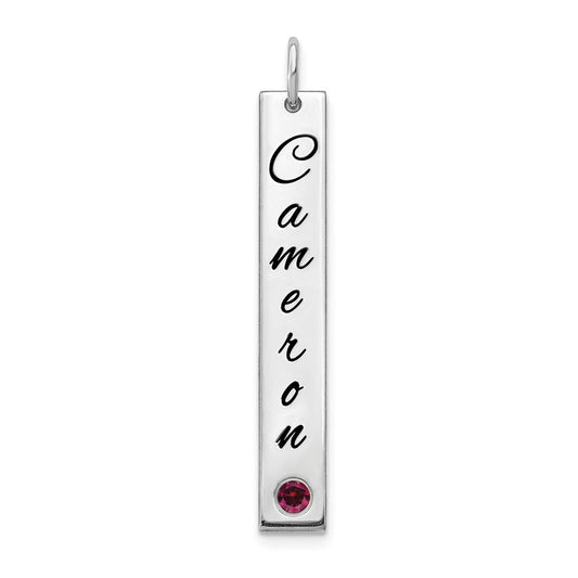 Vertical Bar Name Pendants with Birthstone