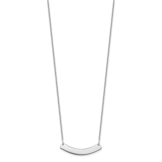 10k White Gold Small Curved Blank Bar Necklace