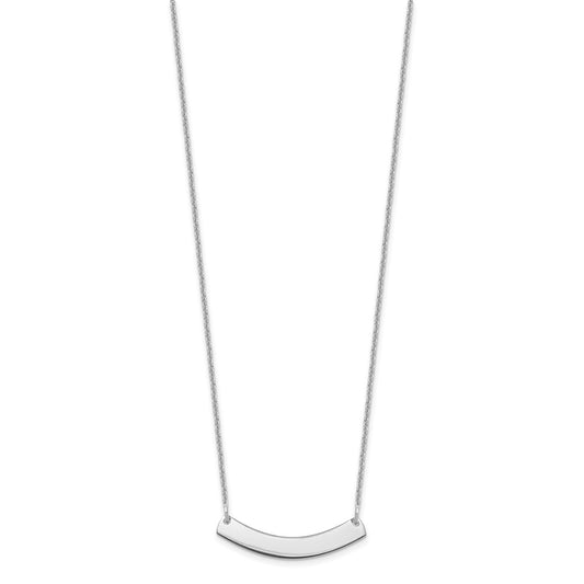 10k White Gold Small Curved Blank Bar Necklace