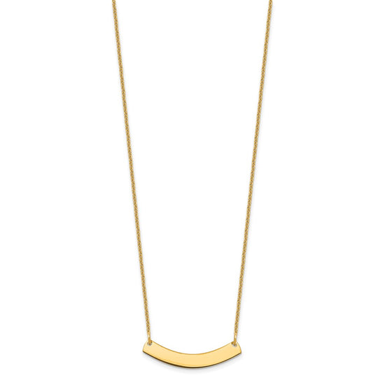 14k Yellow Gold Small Curved Blank Bar Necklace