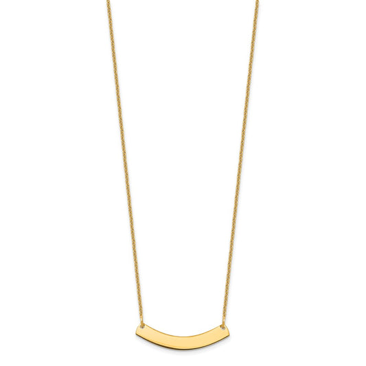 14k Yellow Gold Small Curved Blank Bar Necklace