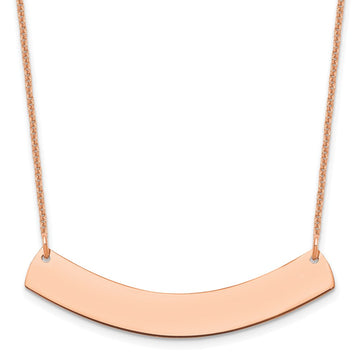 14k Rose Gold Medium Curved Blank Bar Necklace
