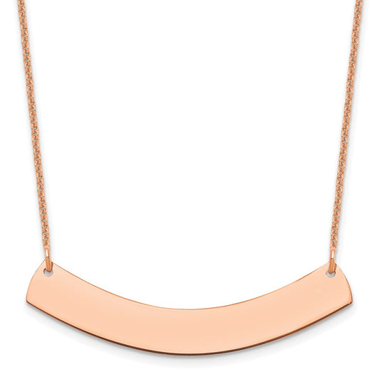 14k Rose Gold Medium Curved Blank Bar Necklace