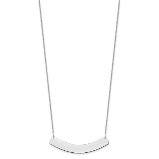 10k White Gold Medium Curved Blank Bar Necklace