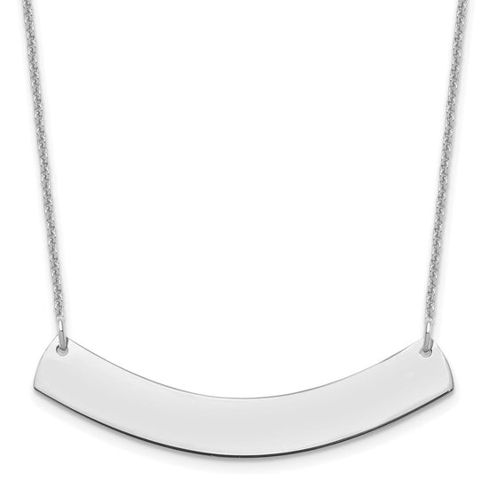 10k White Gold Medium Curved Blank Bar Necklace