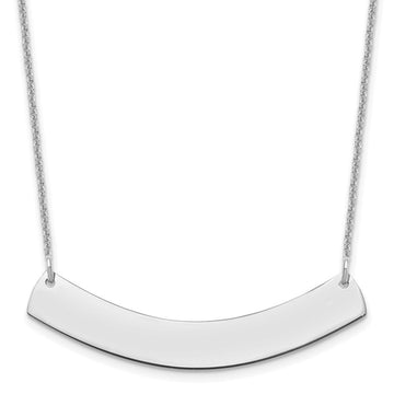 10k White Gold Medium Curved Blank Bar Necklace