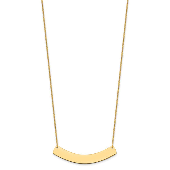 14k Yellow Gold Medium Curved Blank Bar Necklace