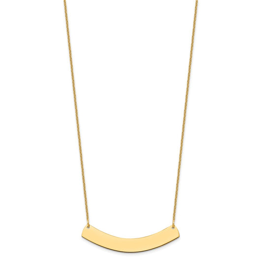 14k Yellow Gold Medium Curved Blank Bar Necklace