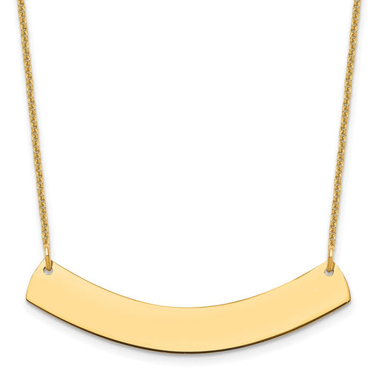 14k Yellow Gold Medium Curved Blank Bar Necklace