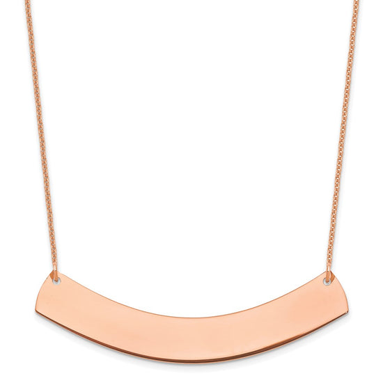 14k Rose Gold Large Curved Blank Bar Necklace