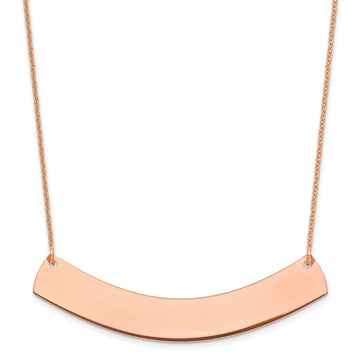 14k Rose Gold Large Curved Blank Bar Necklace