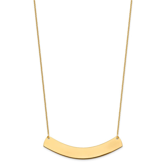 14k Yellow Gold Large Curved Blank Bar Necklace