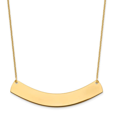 14k Yellow Gold Large Curved Blank Bar Necklace