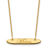 14k Yellow Gold Small Oblong EDWARDIAN SCRIPT Bar Necklace
