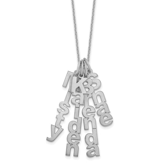 Brushed Vertical Name Charm Necklaces
