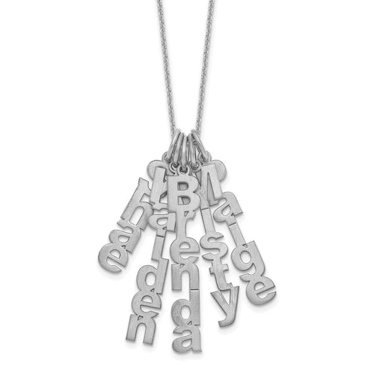 Brushed Vertical Name Charm Necklaces