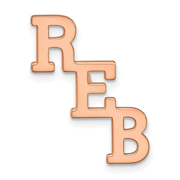 14k Rose Gold Large cut-out Monogram Tie Tac w/ Pink Plated YG Post