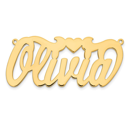 14k Yellow Gold Polished Heart Name Plate