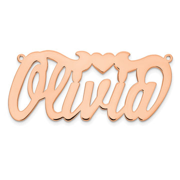 14k Rose Gold Polished Heart Name Plate