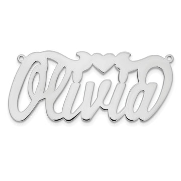 10k White Gold Polished Heart Name Plate