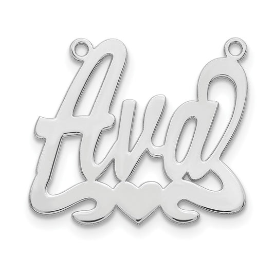 10k White Gold Heart Name Plate