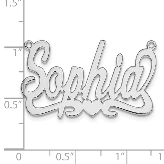 10k White Gold Heart Name Plate