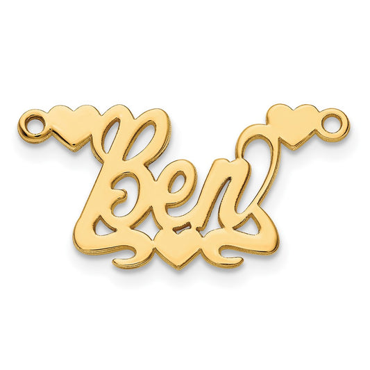 14k Yellow Gold Polished Hearts Name Plate