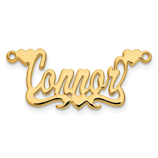 14k Yellow Gold Polished Hearts Name Plate