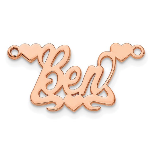 14k Rose Gold Polished Hearts Name Plate