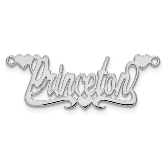 10k White Gold Polished Hearts Name Plate