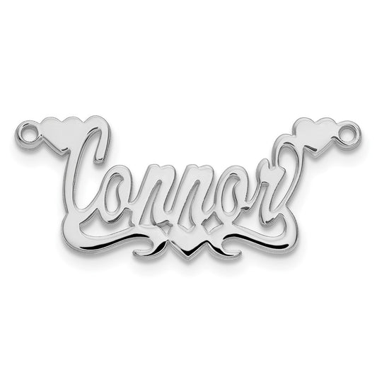 14k White Gold Polished Hearts Name Plate
