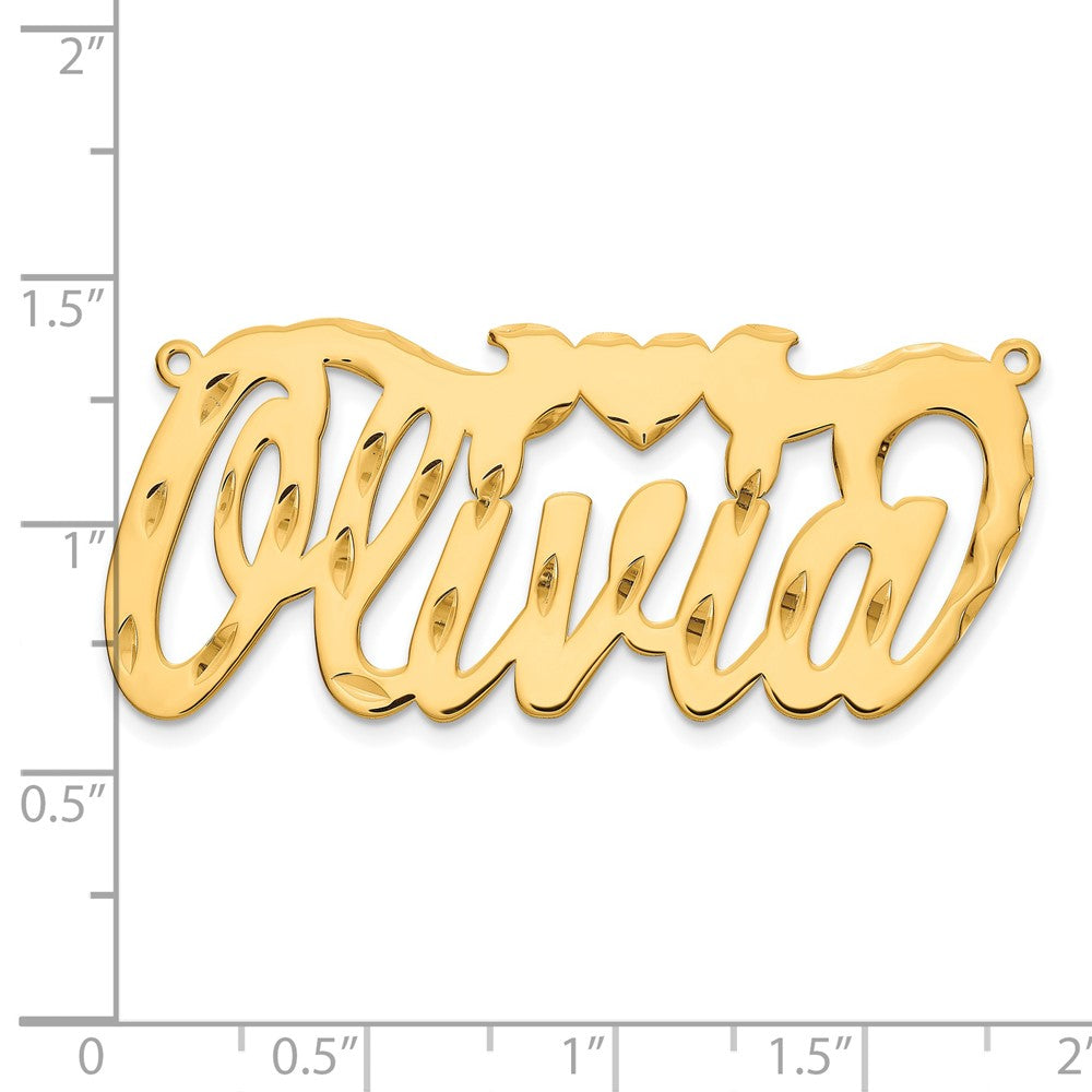 14k Yellow Gold Diamond-cut Heart Name Plate