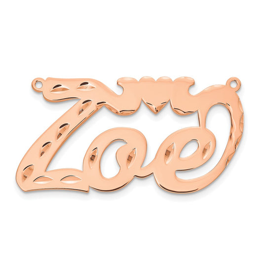 14k Rose Gold Diamond-cut Heart Name Plate