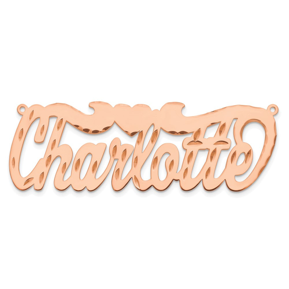 14k Rose Gold Diamond-cut Heart Name Plate