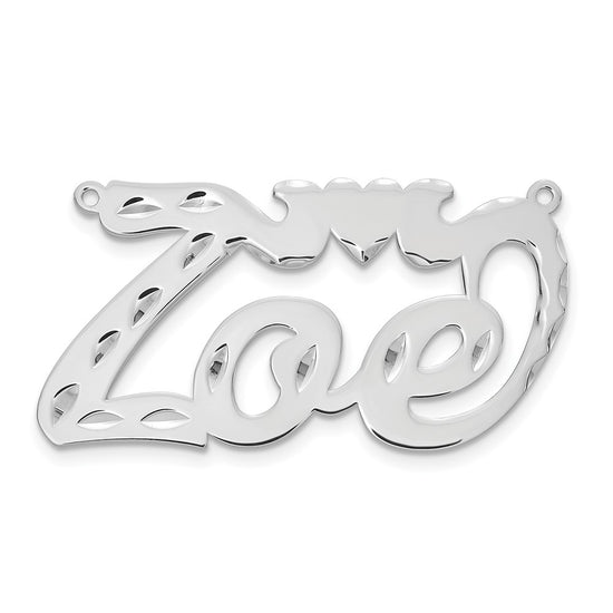 10k White Gold Diamond-cut Heart Name Plate