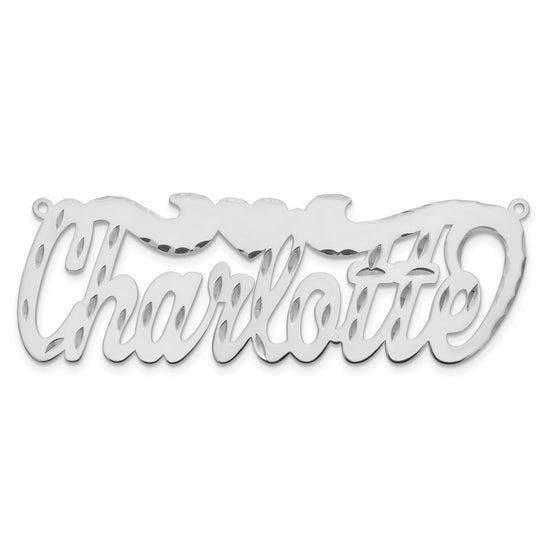 14k White Gold Diamond-cut Heart Name Plate