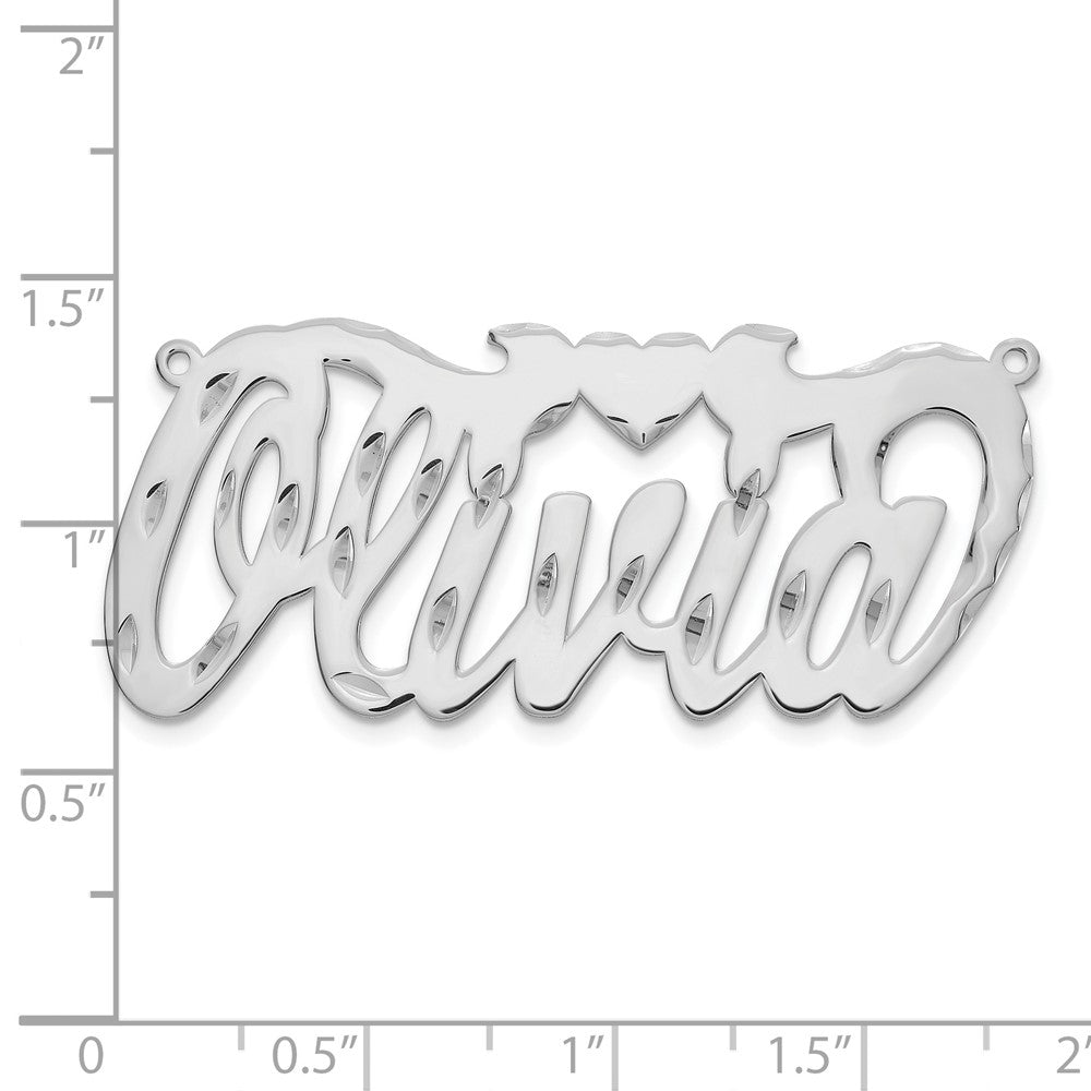 14k White Gold Diamond-cut Heart Name Plate