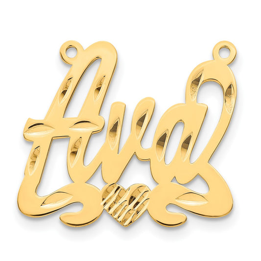 14k Yellow Gold Diamond-cut Heart Name Plate