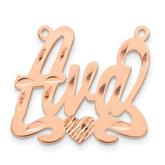 14k Rose Gold Diamond-cut Heart Name Plate