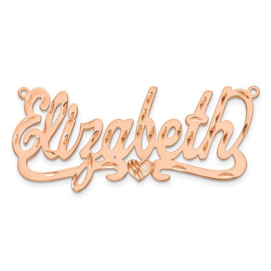 14k Rose Gold Diamond-cut Heart Name Plate