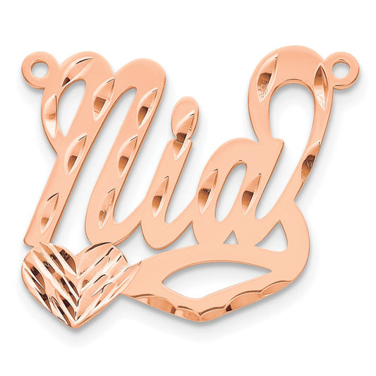 14k Rose Gold Diamond-cut Heart Name Plate