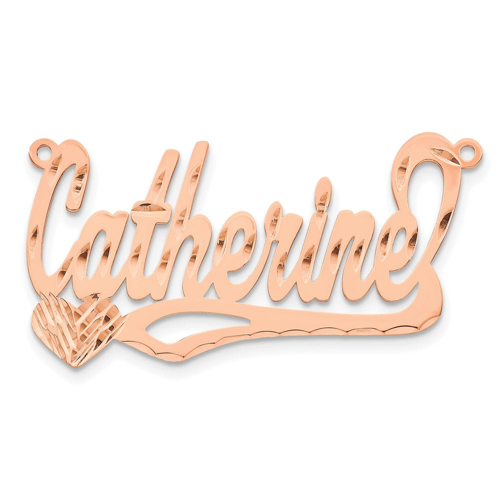 14k Rose Gold Diamond-cut Heart Name Plate