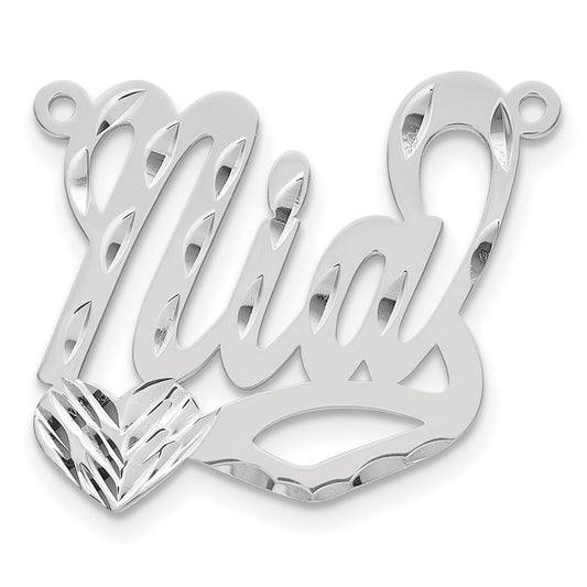 10k White Gold Diamond-cut Heart Name Plate