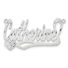 10k White Gold Diamond-cut Heart Name Plate