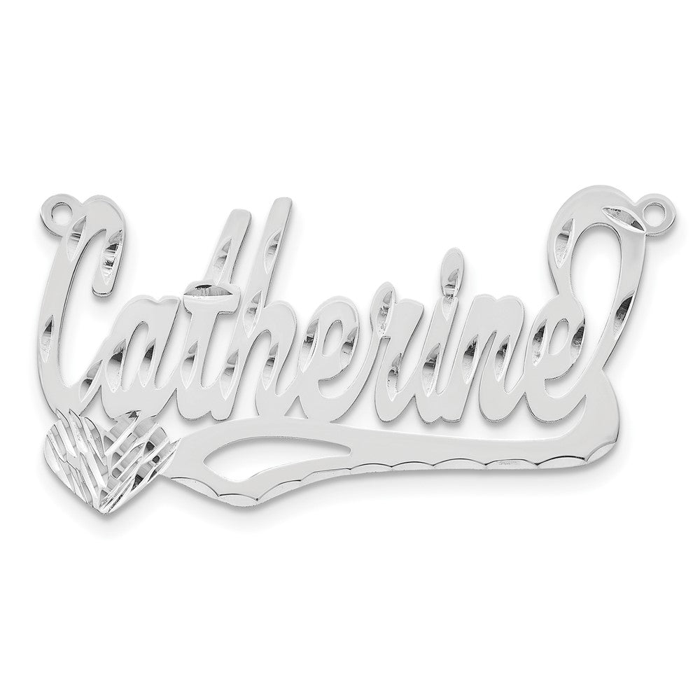 10k White Gold Diamond-cut Heart Name Plate