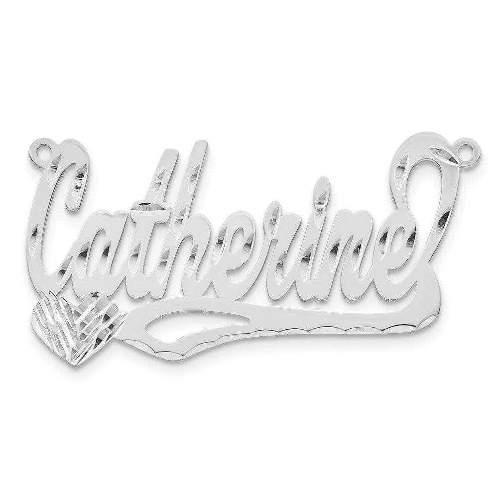 10k White Gold Diamond-cut Heart Name Plate