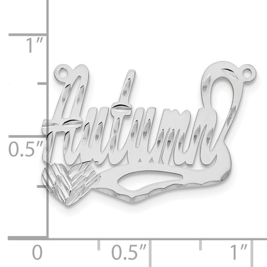 10k White Gold Diamond-cut Heart Name Plate
