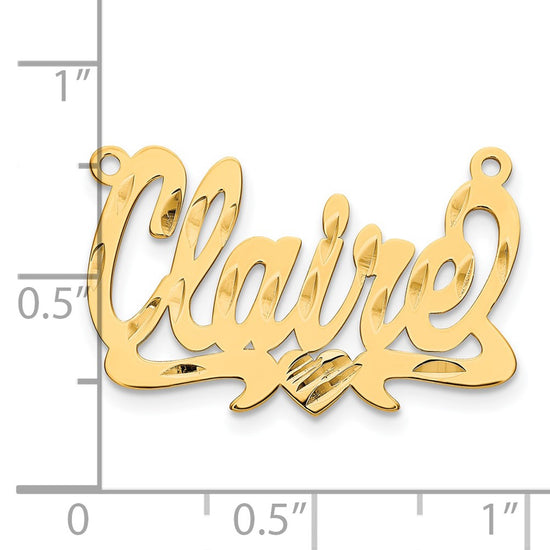 14k Yellow Gold Diamond-cut Heart Name Plate