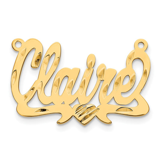 14k Yellow Gold Diamond-cut Heart Name Plate